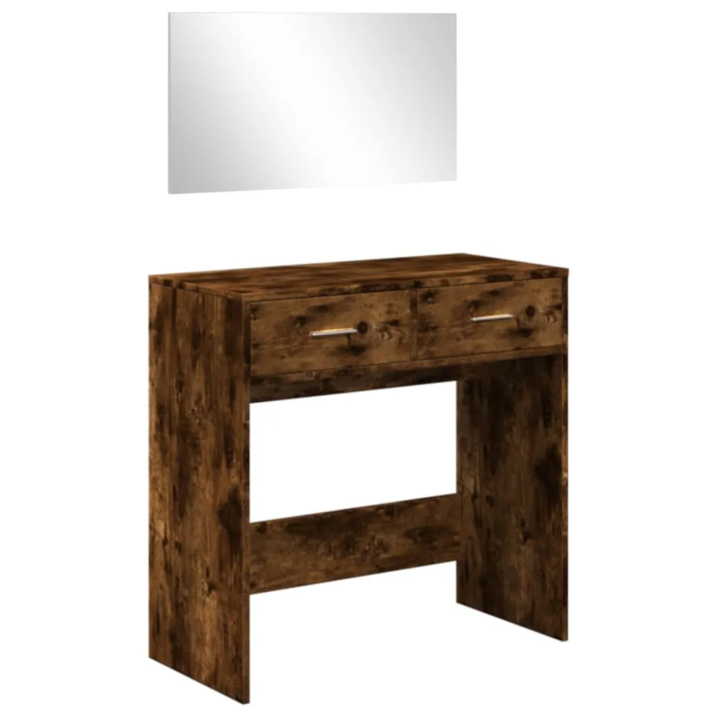 Tavolo da Trucco BEI CLORIS 80cm Rovere Fumé con Specchiera - 2