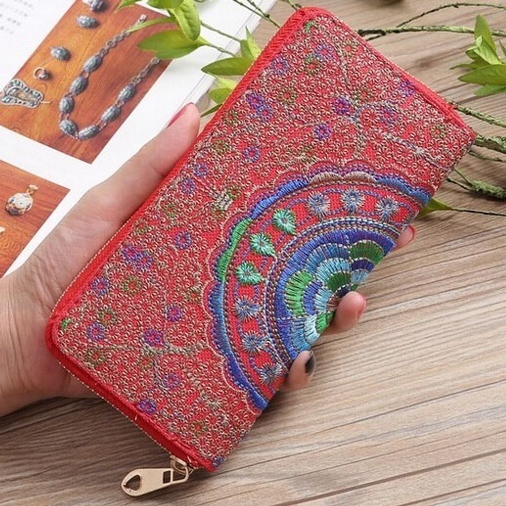 Mandala Geldbörse Rot - Stilvoll und Geräumig für Damen KP15363