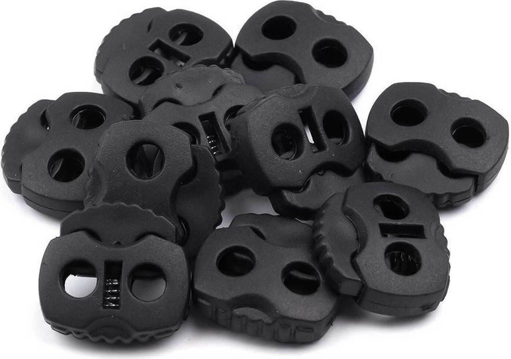 10 Stück Kordelstopper mit zwei Löchern schwarz