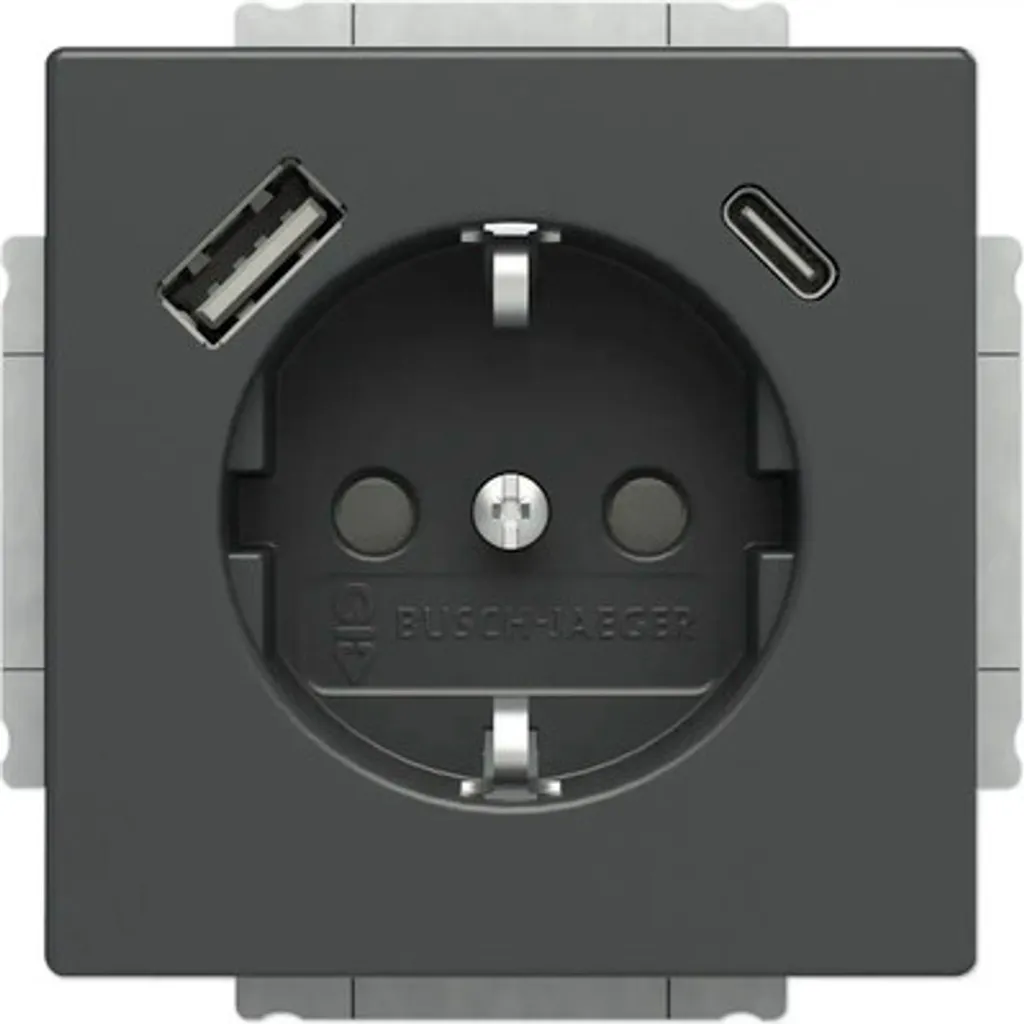 Prise SCHUKO 2 en 1 avec Ports USB A+C Intégrés 20 EUCB2USBAC-81 Gris