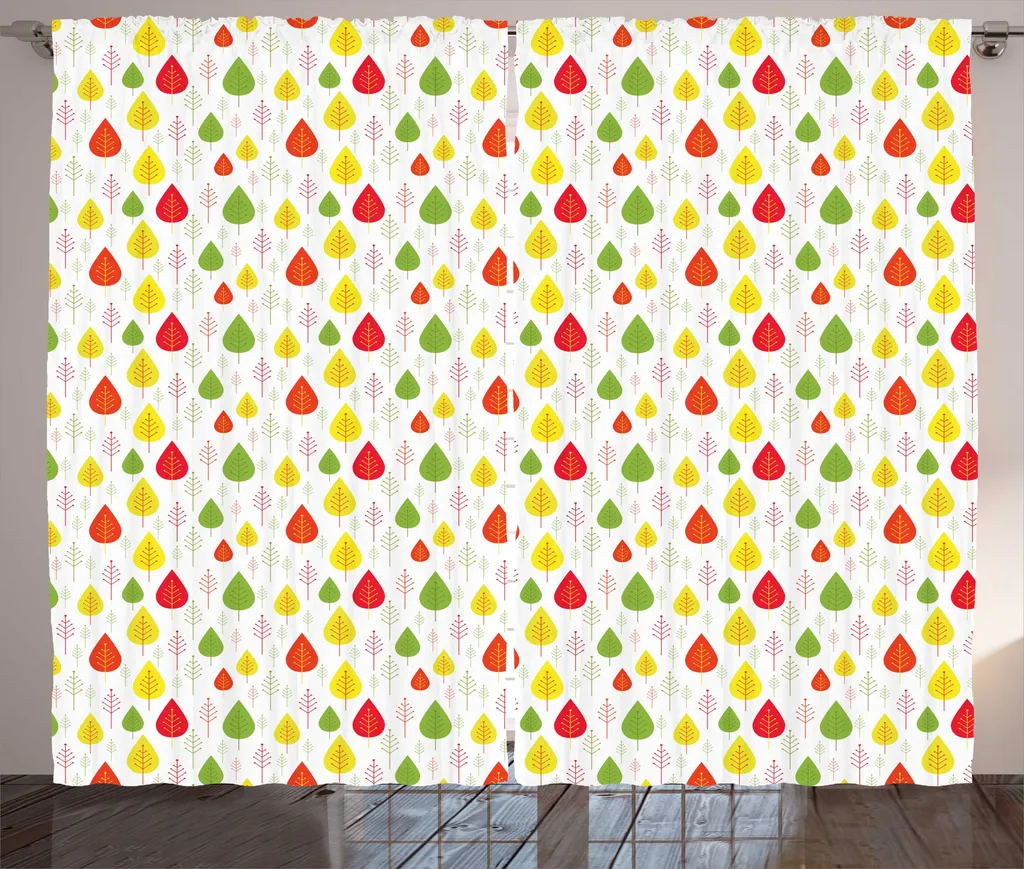 Grand Rideau Décoratif Automne pour Salon et Chambre 280x225 cm Vert