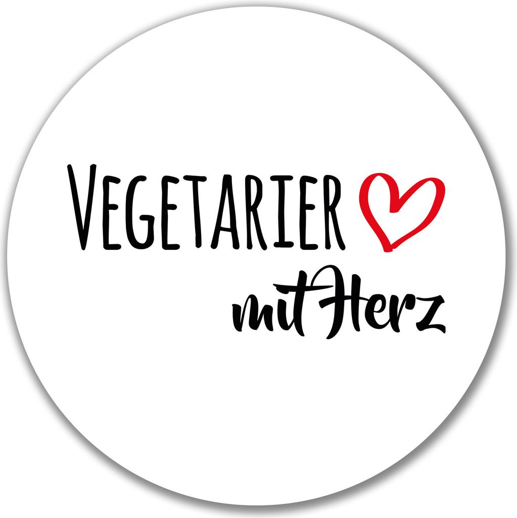 Huuraa Aufkleber Vegetarier mit Herz 10cm rund Sticker Geschenkidee