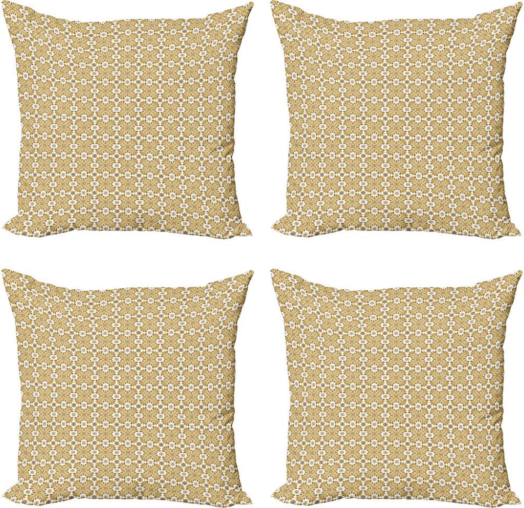ABAKUHAUS marokkanisch Kissenbezug Set (4 Stück), Floral Inspired Mosaik, Moderner Doppelseitiger Digitaldruck, 50 cm x 50 cm, Ceil Blau Kaffee