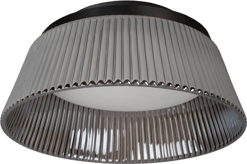 Plafonnier LED design en verre fumé strié pour salon et chambre moderne