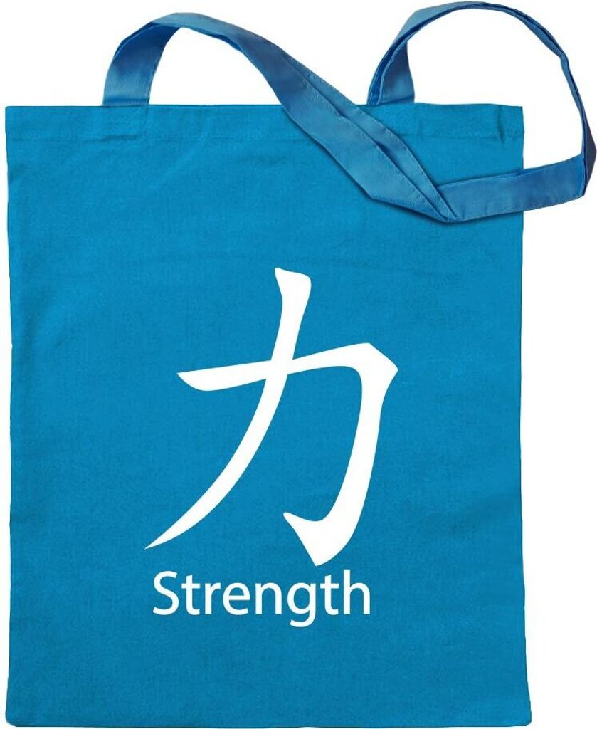 Kiwistar - Baumwolltasche - hellblau - Strength - Tragetasche Stoffbeutel Umhängetasche Langer Henkel