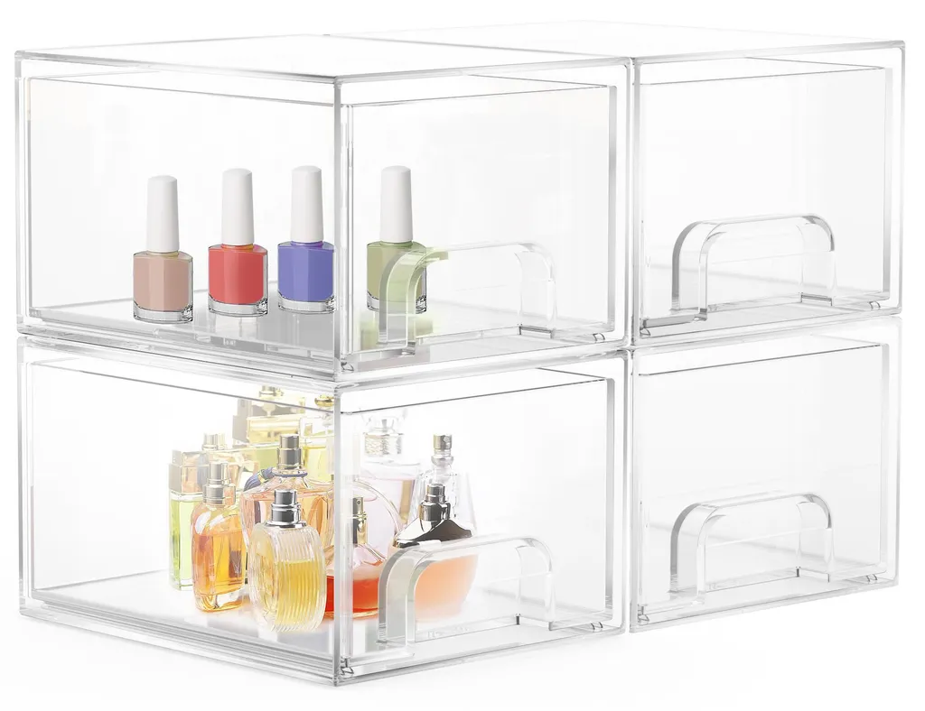 Organisateur de salle de bains empilable en acrylique lot de 4 unités