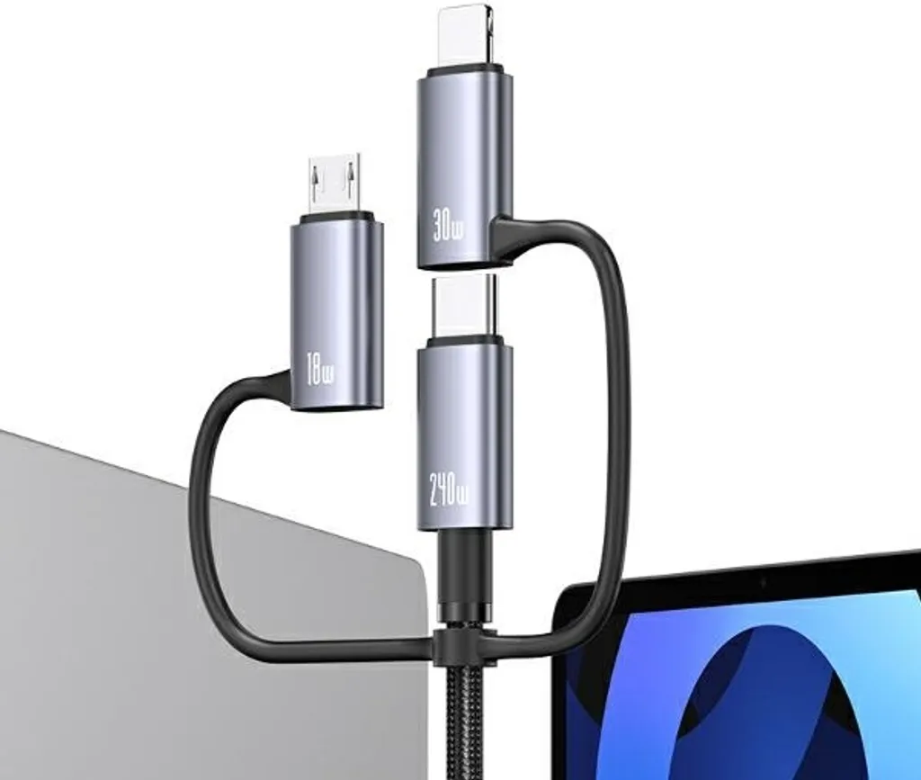 Usams 6 in 1 Cavo Viaggio 240W Display - Sufeng 2M per iPhone e PC - 4