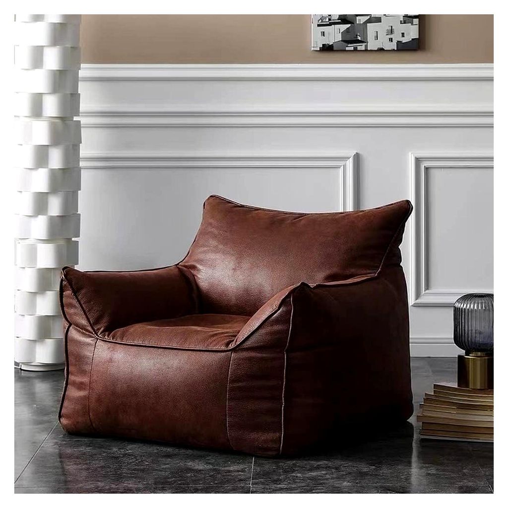 Sitzsack-Bezug (ohne Füllstoff), Einzel-Sofabezug aus PolyurethanKunst-Wildleder, Sitzsack-Pouf für Schlafzimmer, Wohnzimmer, Garten (Farbe: Retr...