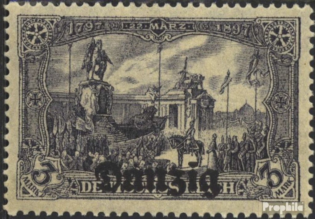 Briefmarken Danzig 1920 Mi 13a postfrisch Germania-Aufdruck