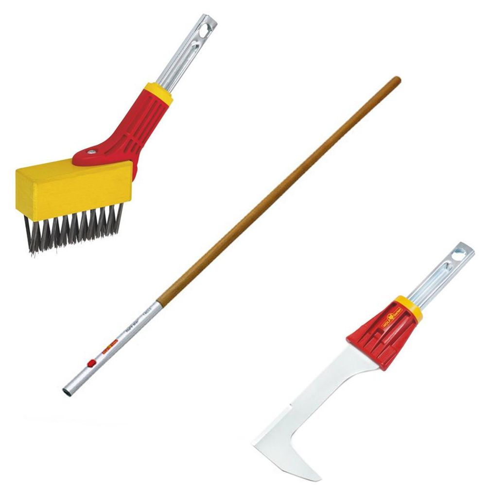Wolf Garten Set Fugenbürste + Fugenkratzer + Holz-Stiel Produktbild 