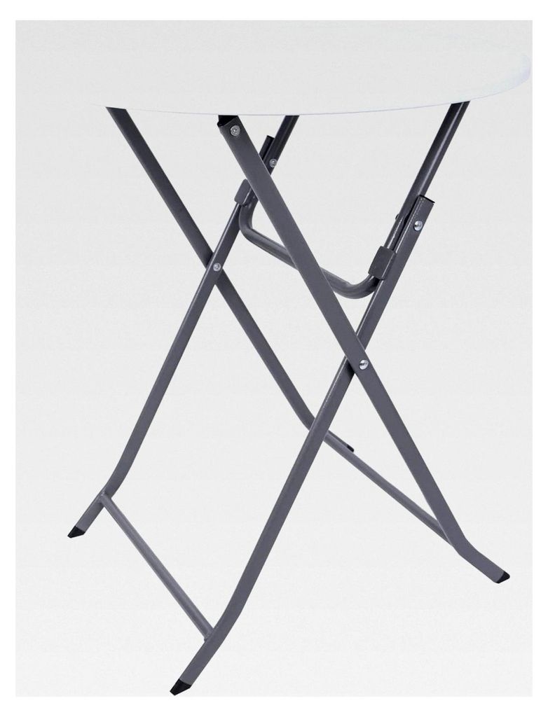 Klappbarer Balkontisch, Beistelltisch für den Außenbereich, HDPE Stahl, Weiß Hellgrau, Platzsparend, Für Garten Camping - Maße HxBxT: 74 x 60 ...