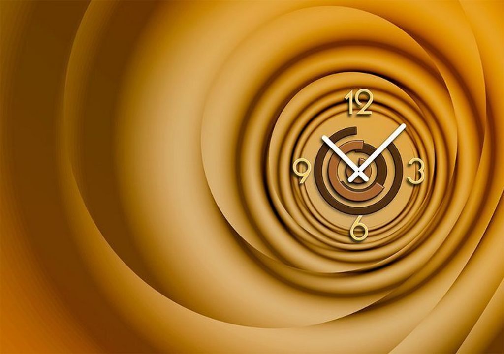 6151 "GOLDEN CUT" Dixtime Designer Wanduhr, Wanduhren, edle Wohnraumuhr, zeitloses Design, caramell gold braun Nuancen, 35cm x 50cm