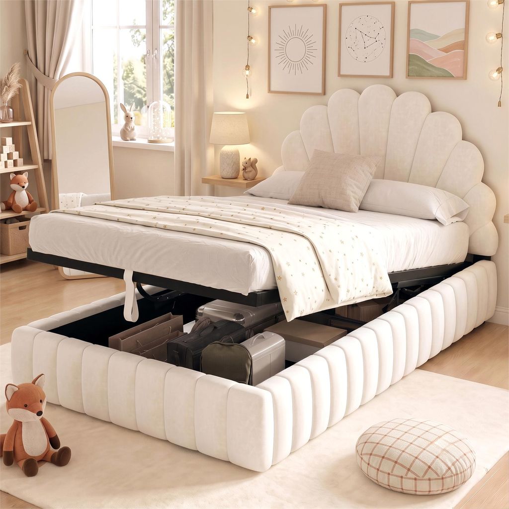 Letto imbottito Merax 90x200 cm con spazio contenitore, Immagine del prodotto 