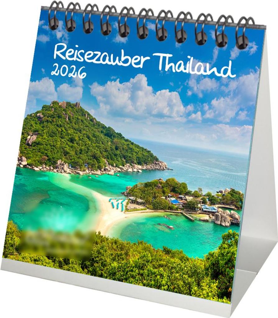Reisezauber Thailand Tischkalender 10cm x 10cm für 2026 Reise Strand Bangkok - Inhalt: 1x Kalender 1x Weihnachtsanhänger 1x Grußanhänger (gesam...