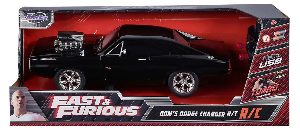 Voiture Télécommandée Dodge Charger 1970 Jada Toys F&F 1:16 Noir Mat