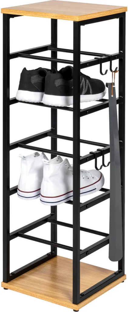 Solution rangement chaussures stable pour sol irrégulier métal et bois