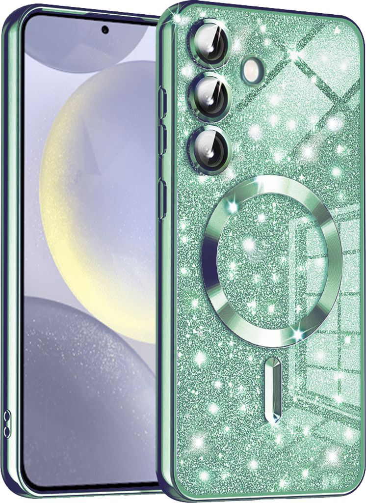 Techsuit Luxury Glitter Back Cover Hülle mit MagSafe für Samsung Galaxy S24 - Hellgrün
