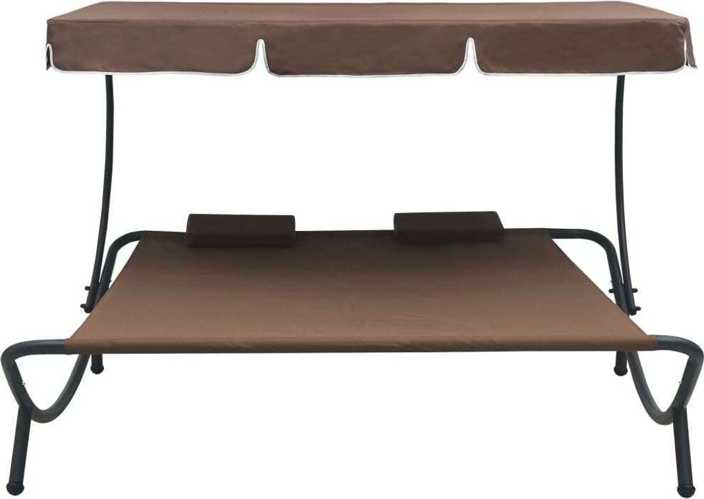 "im Sonderangebot" Sonnenliege moderner Stil - Relaxliege - Balkon Saunaliege - mit Sonnendach und Kissen Braun - Gartenliegen design 2026 347135