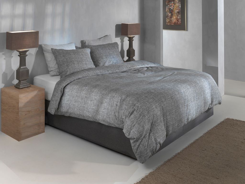 Zo! Home Flanell Bettwäsche 135x200 Flanella di Lino Dark Grey uni Melange grau