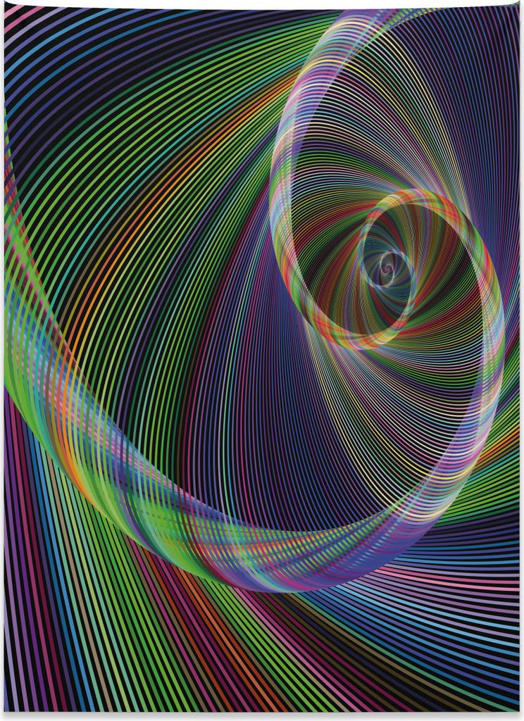 Abakuhaus Digital Wandteppich, Dynamische Spiralbewegung aus Weiches Mikrofaser Stoff Kein Verblassen Klare Farben Waschbar, 110 x 150 cm, Lila Grün