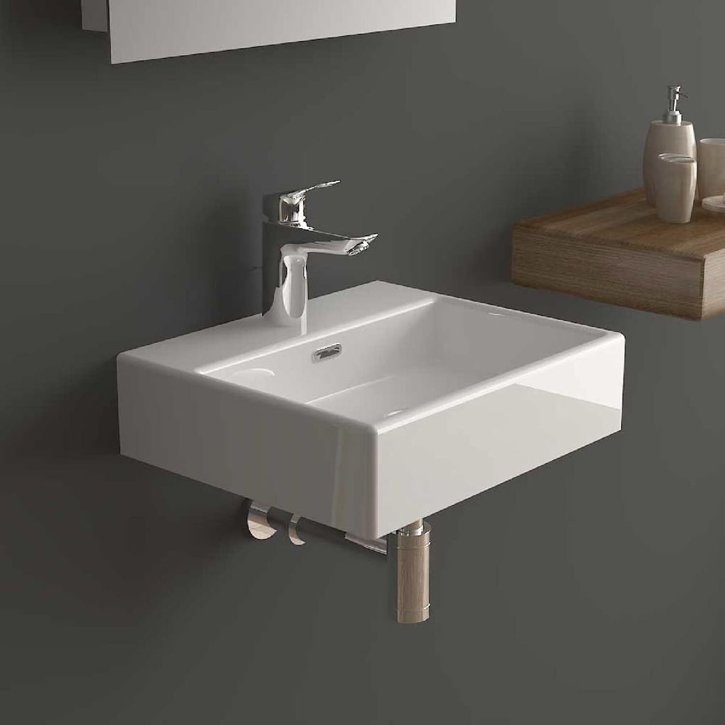 alpenberger Aufsatzwaschbecken Keramik Eckig 43x36x14 cm Produktbild 