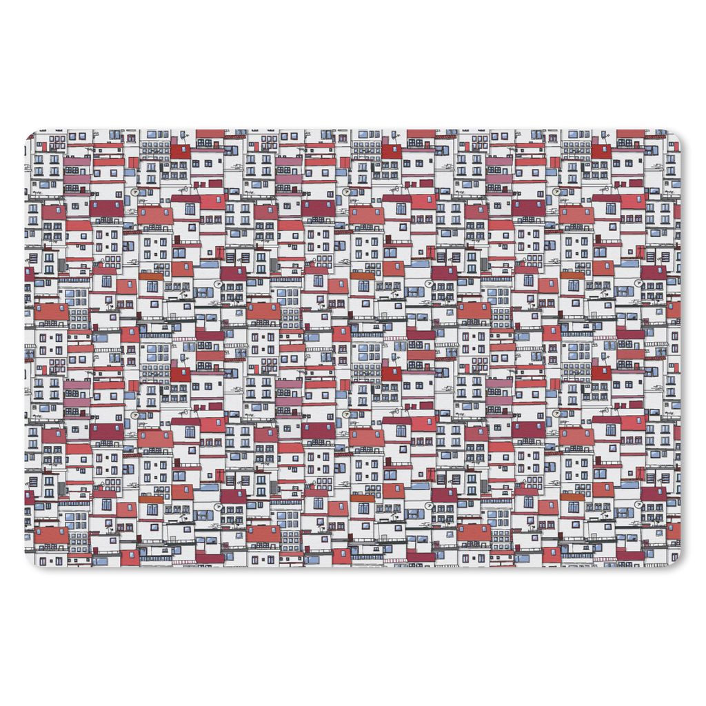 MuchoWow Schreibtischunterlage Stadt - Muster - Häuser 60x40 cm - XXL Mauspad - Großes Mauspad