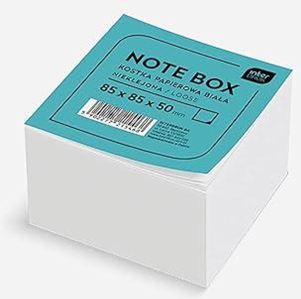 Interdruk Zettelklotz - Notizklotz - Ersatzpapier für Zettelbox - 85 x 85 x 50 mm - Circa 500 Lose Blätter - Weiß
