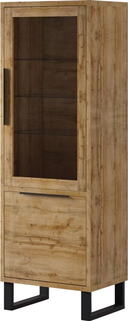 Furniture24 Vitrine Halle 05 Schrank Wohnzimmerschrank Wotan Eiche Vitrinenschrank