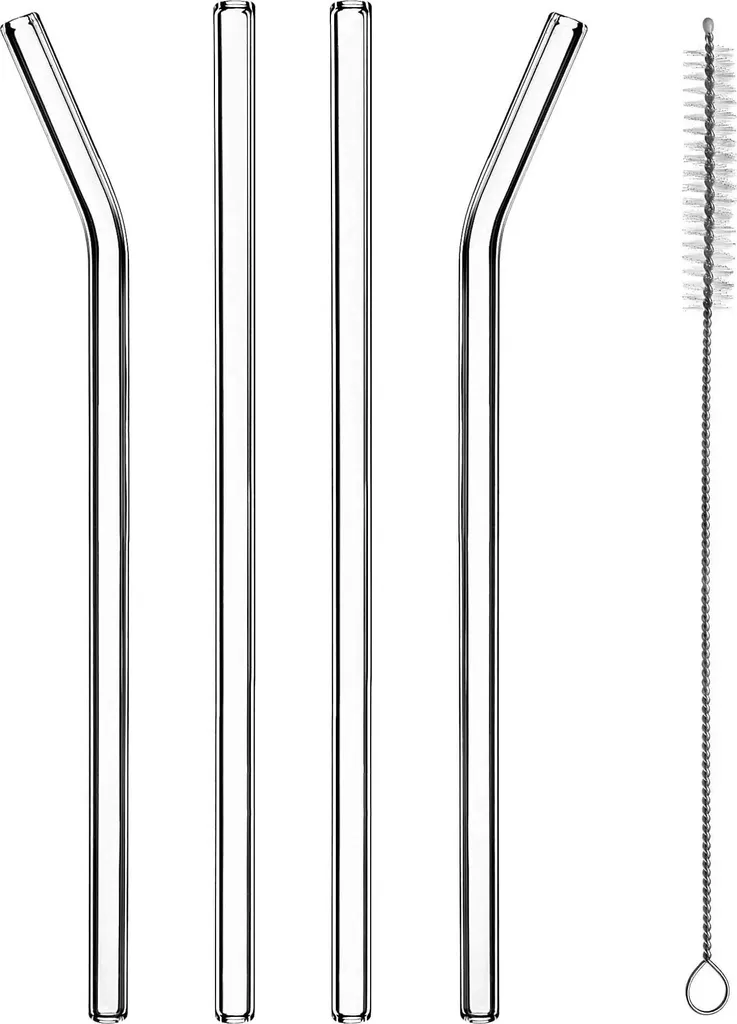 Pailles en verre borosilicaté - Lot de 5 pièces réutilisables et solides