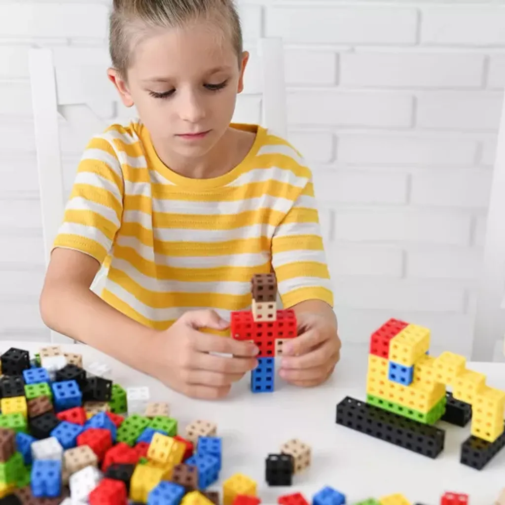 Cubes de construction 50 pcs multicolores - Jeu d'éveil créatif - 13
