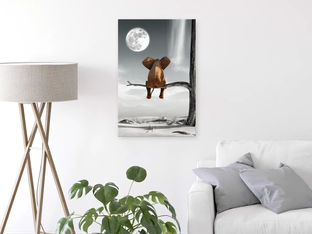 Stampa Su Tela Elefante In Cammino – 101x76 Cm, Extra Large, Pronta Da Appendere, Per Soggiorno E Ufficio