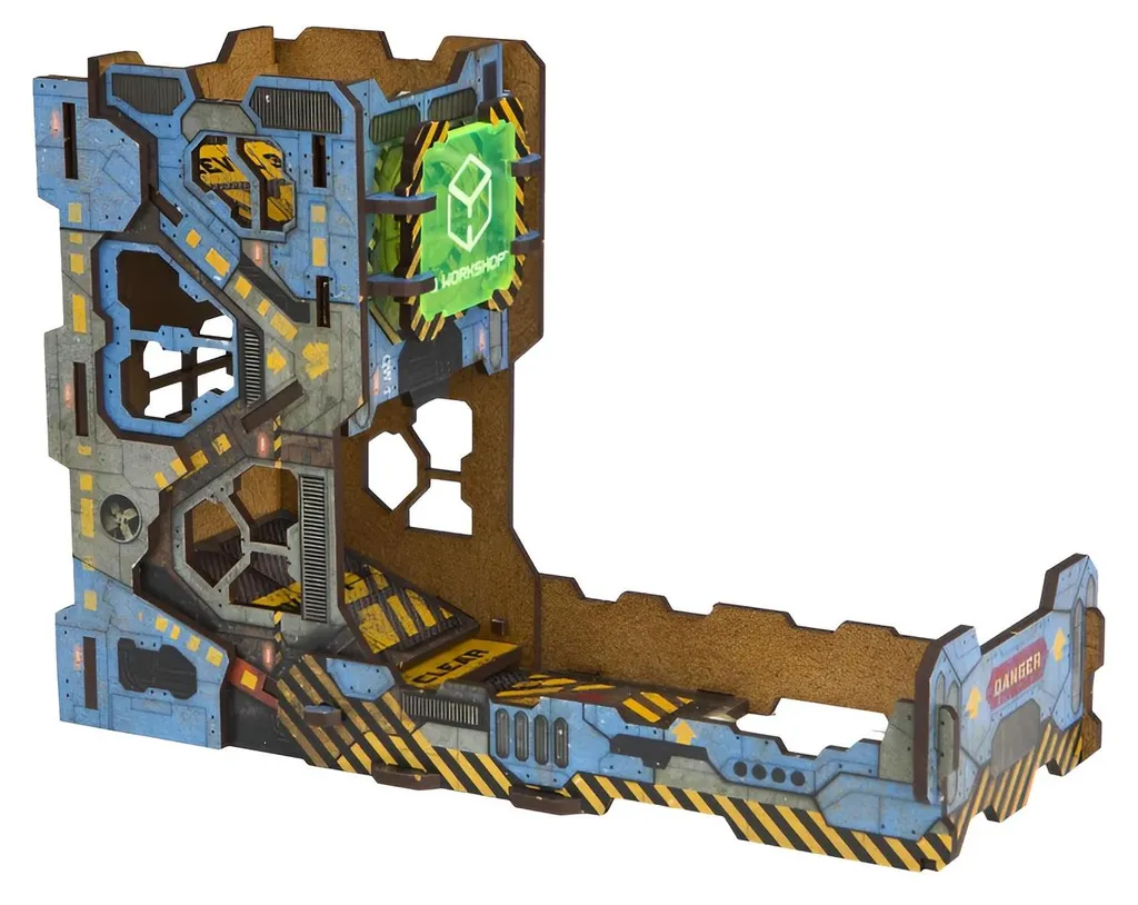 Tour de dés Tech Q-Workshop multicolore futuriste pour jeux de rôle