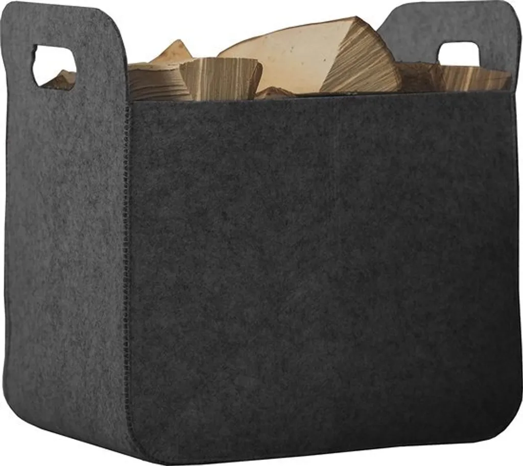 Cestino in feltro Rubberneck con maniglie - Dimensioni 25 x 35 x 35 - Antracite