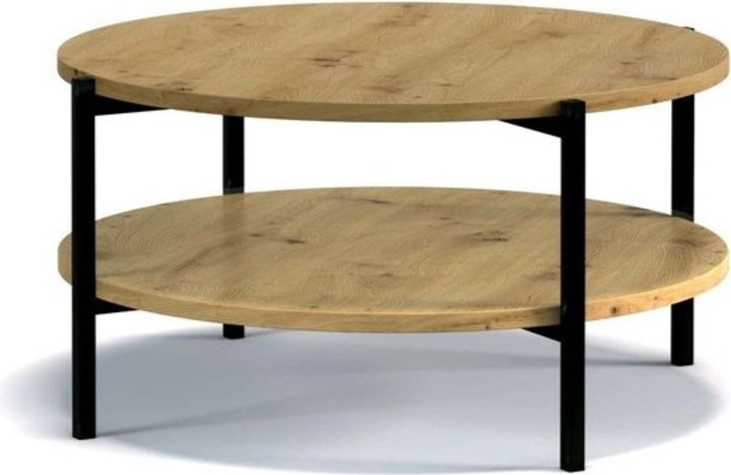 Runder Couchtisch mit Stauraum VILEM – Artisan-Eiche Produktbild 