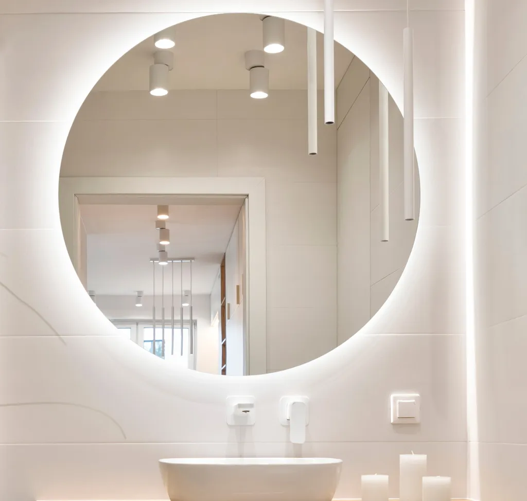 Miroir Mural Rond 60 cm LED Luna - BD ART Blanc Froid IP44 Salle Bain