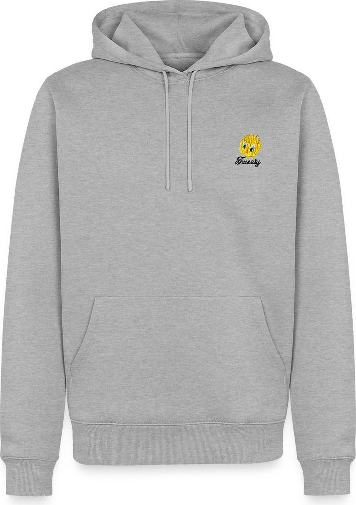 Spreadshirt Looney Tunes Tweety Porträt Stick Herren Premium Hoodie, 3XL, Grau meliert