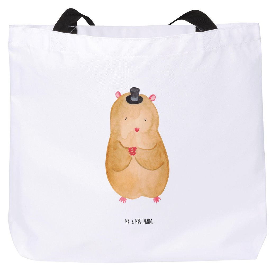 Mr. & Mrs. Panda Strandtasche Hamster Hut - Weiß - Geschenk, Zauberer, Zylinder, Tasche, Zwerghamster, Lustige Sprüche, Reisetasche, Einkaufstasc...