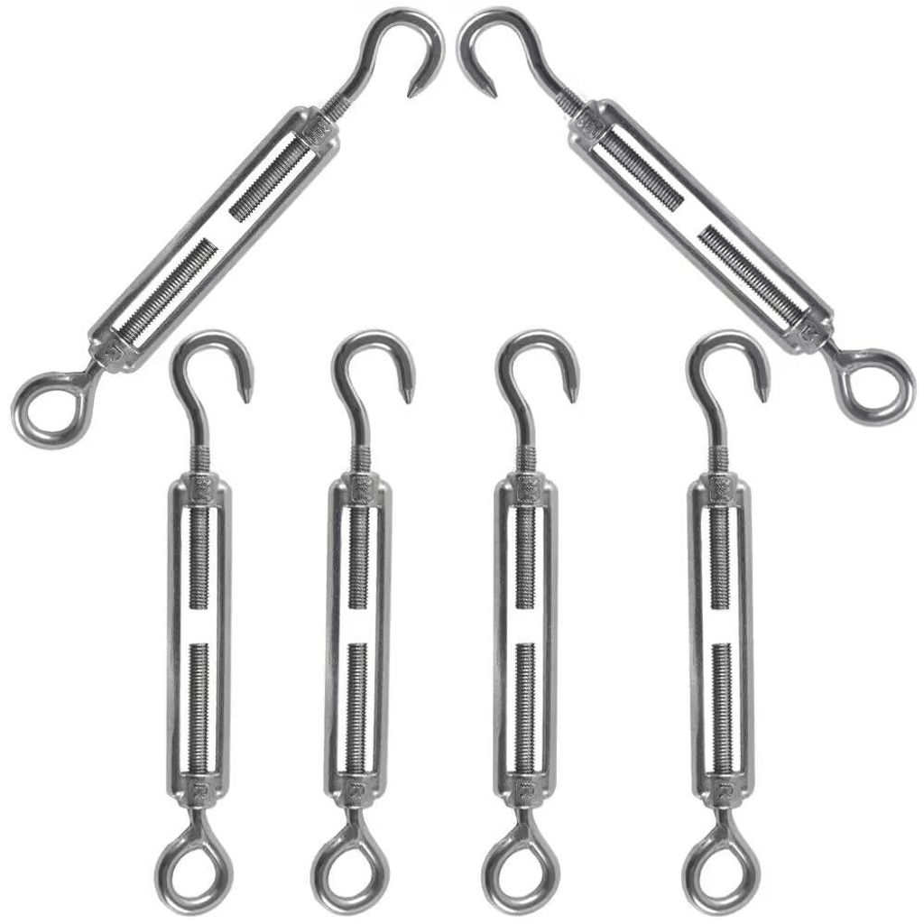 Spannschloss aus Edelstahl 304, verstellbare Haken und Ösen, Kabelspanner, geeignet für Wäscheleinen, Markisen und Planenbefestigung, 6 Stück.