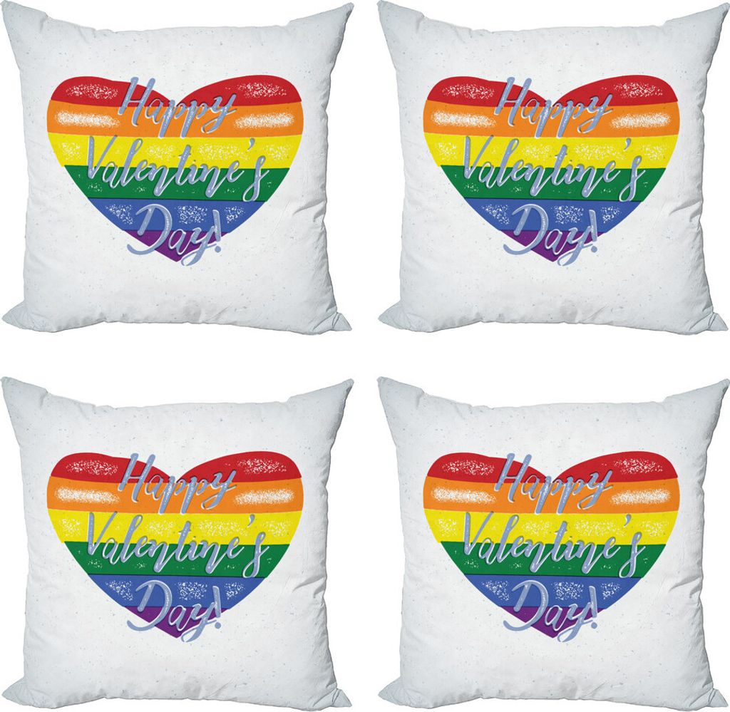 ABAKUHAUS Jahrgang Rainbow Kissenbezug Set (4 Stück), LGBTI Valentine, Moderner Doppelseitiger Digitaldruck, 45 cm x 45 cm, Mehrfarbig