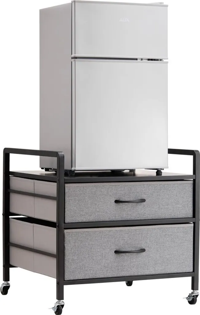Socle de réfrigérateur 80kg Gris avec double tiroir de rangement malin