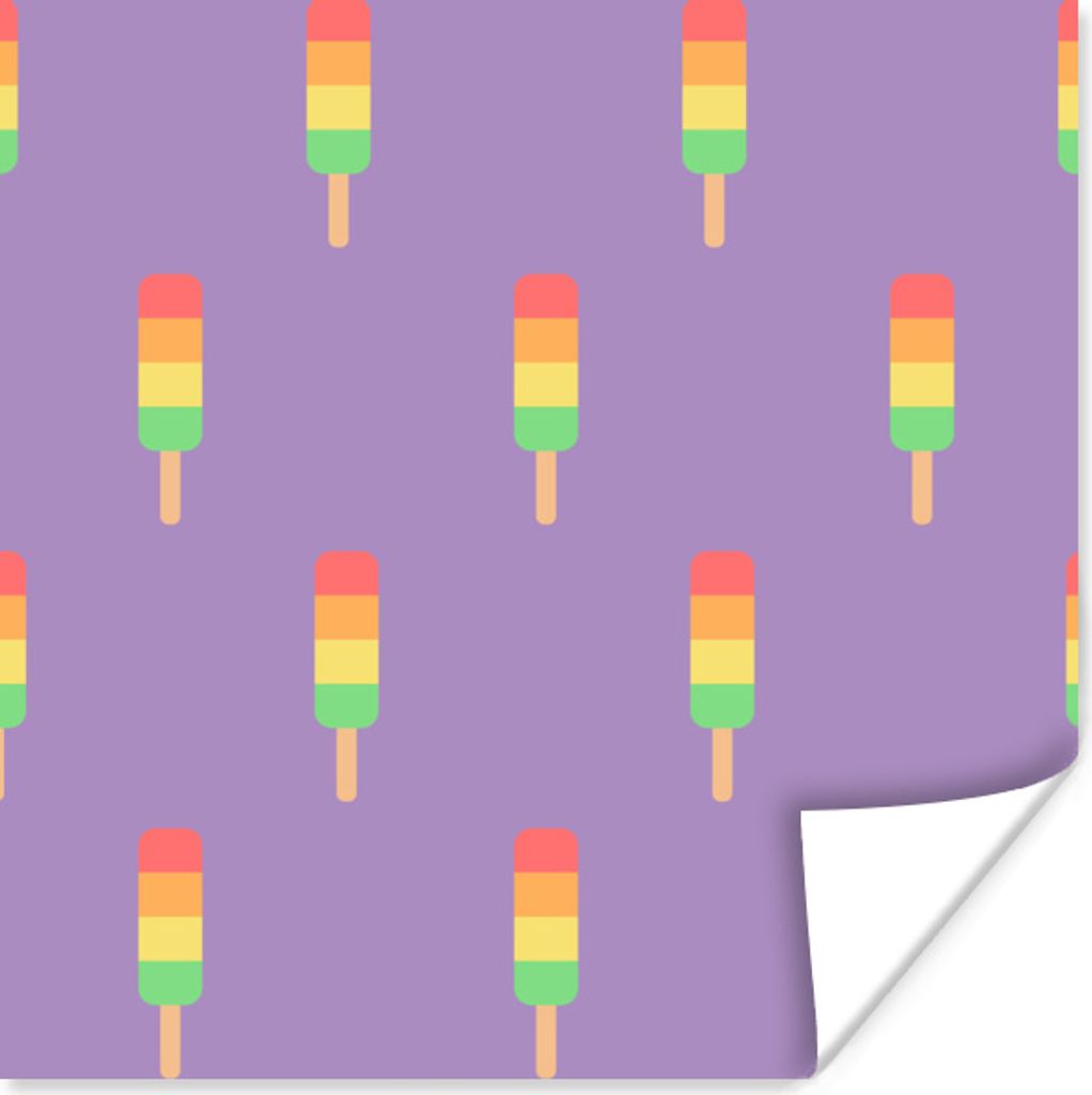 MuchoWow Poster Eis - Muster - Lila 75x75 cm - Wand Dekoration