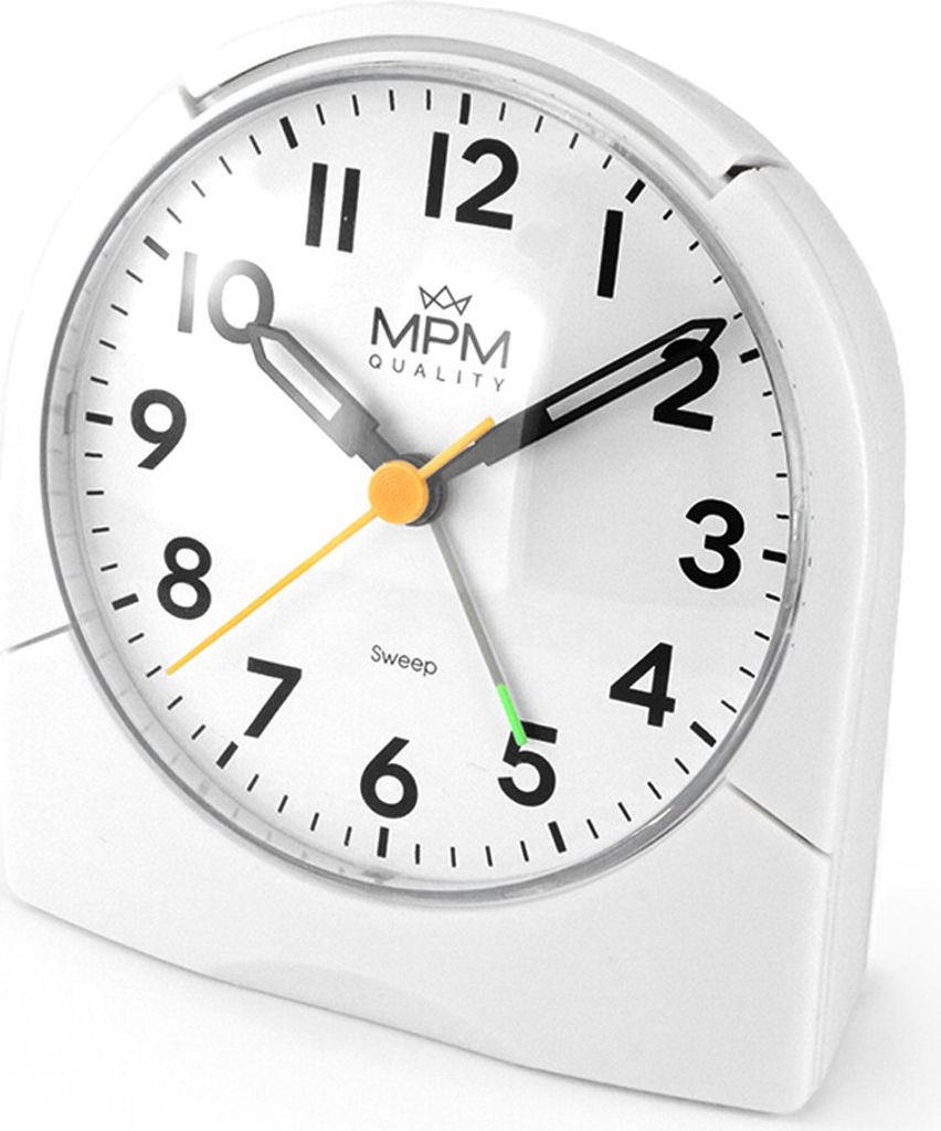 MPM-Quality – Analogový budík kulatý plastový, bílá, Obrázek produktu 