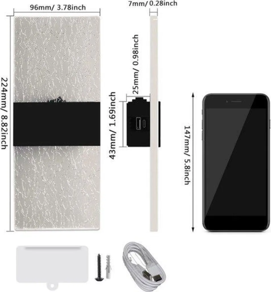 Lot de 2 Lampes LED Noires Tactiles avec Fonction de Recharge USB