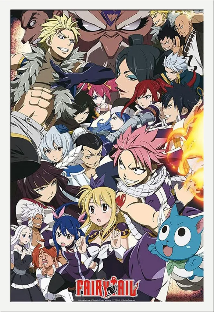 Regalo Anime: Poster Fairy Tail Incorniciato Shinsuke Bianco MDF