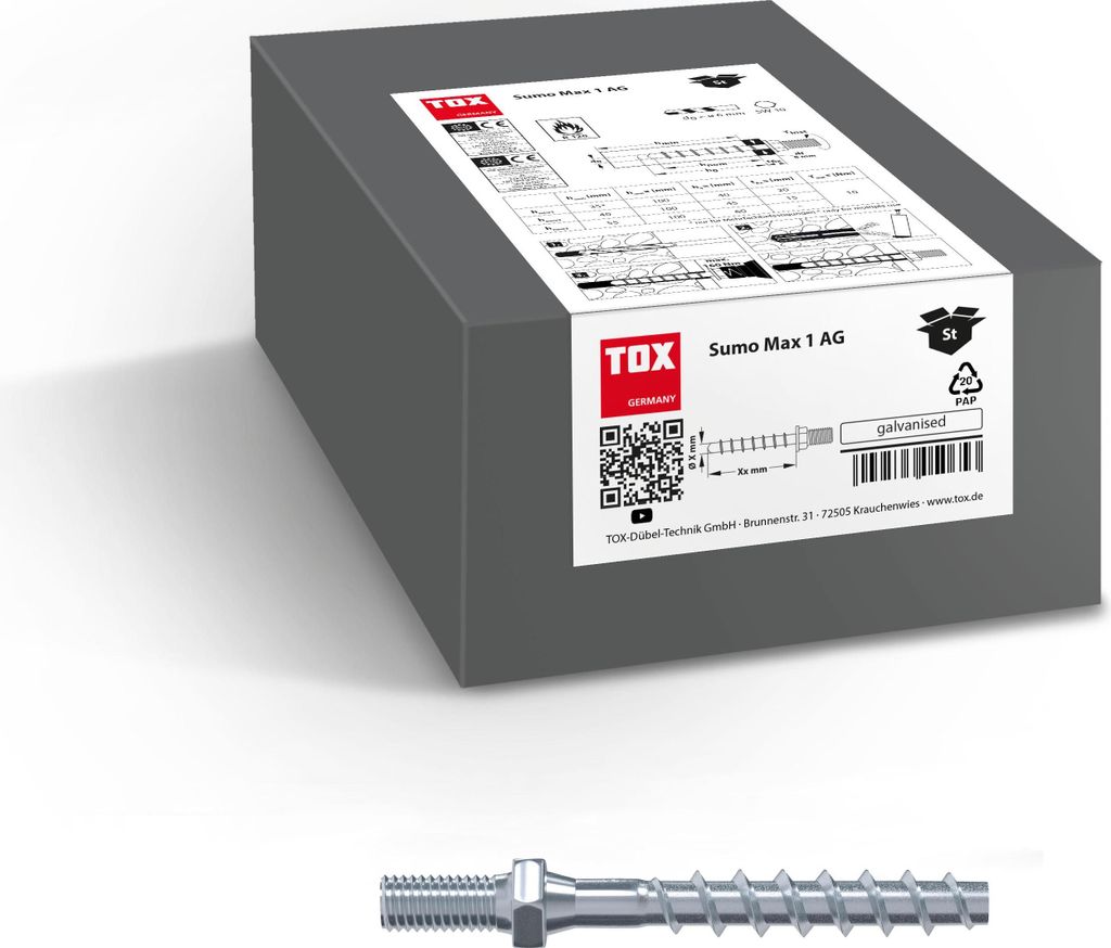 TOX Schraubanker Sumo Max 1 10x140 AG A4 (50 Stk.) / innen und außen