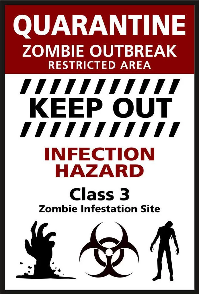 Poster Zombie Outbreak grand format sous cadre interchangeable noir