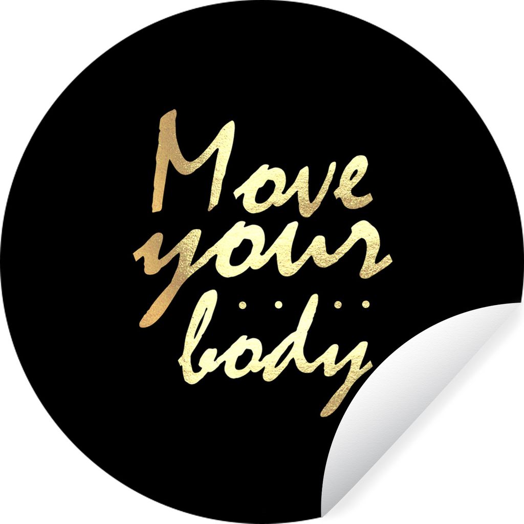 MuchoWow Runde Wandtattoo - Wandsticker Tapete Aufkleber Zitat - Tanzen - Gold - Schwarz Ø 30 cm Selbstklebend und Repositionierbar - Wandaufkle...
