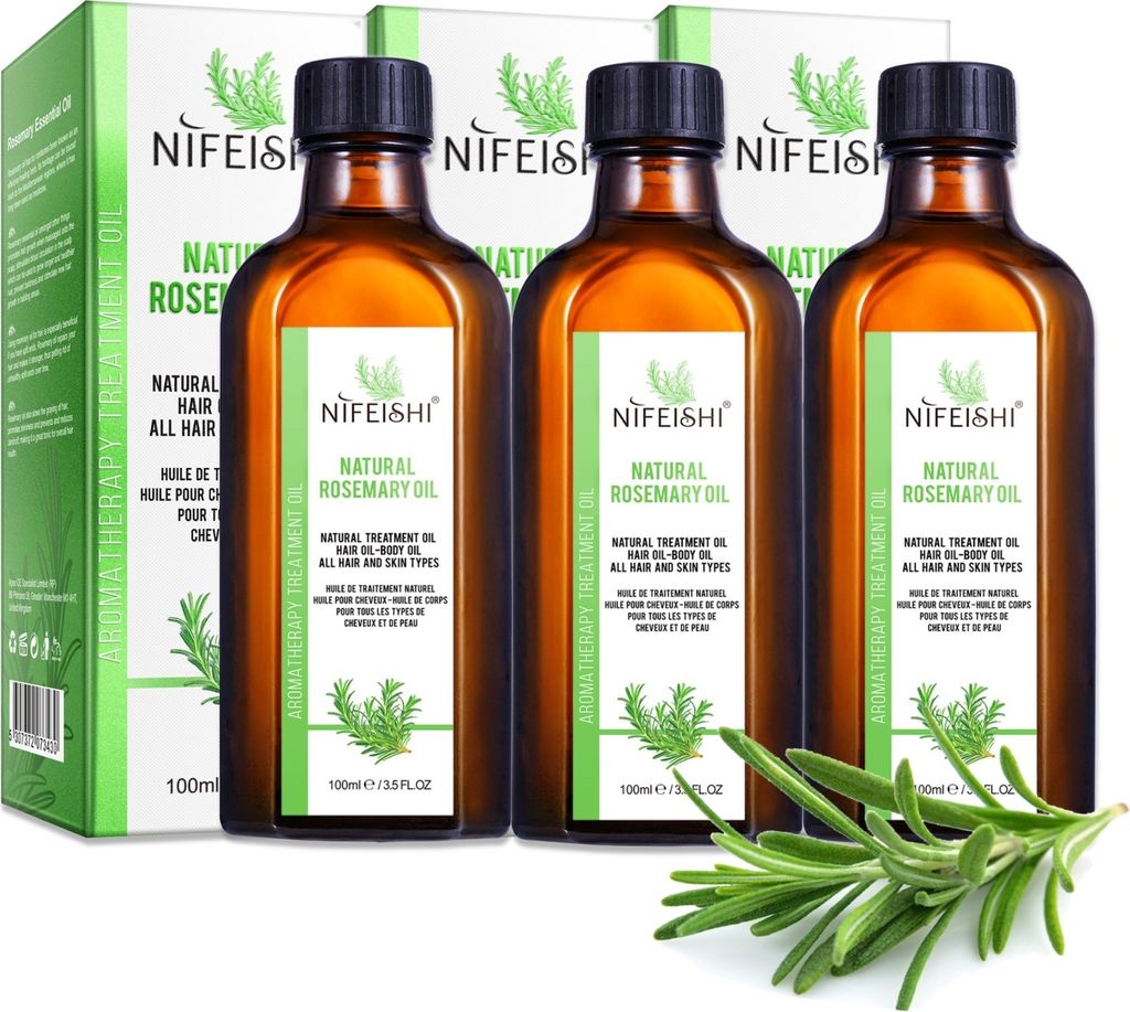 Rosmarinöl naturreines Ätherisches Öl Haarpflege Hautpflege Augenbrauen Wimpern, 3x 100ml
