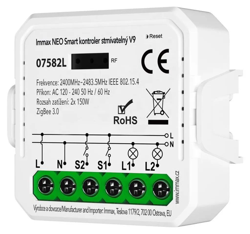 Contrôleur Immax NEO Smart V9 Zigbee 3.0 à 2 boutons intensité variable