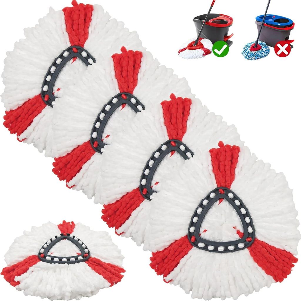 5 Pack Moppköpfe Ersatz Kompatibel mit O Cedar/Vileda Triangle Swivel Mops - Mikrofaser Moppkopf Nachfüller für 1-Tank System, maschinenwaschbar...